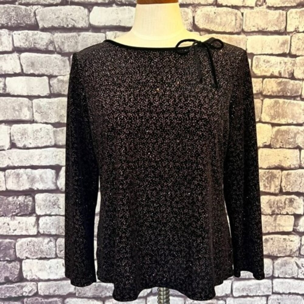 Notations Black & Brown Shimmer Long Sleeve Top Size L